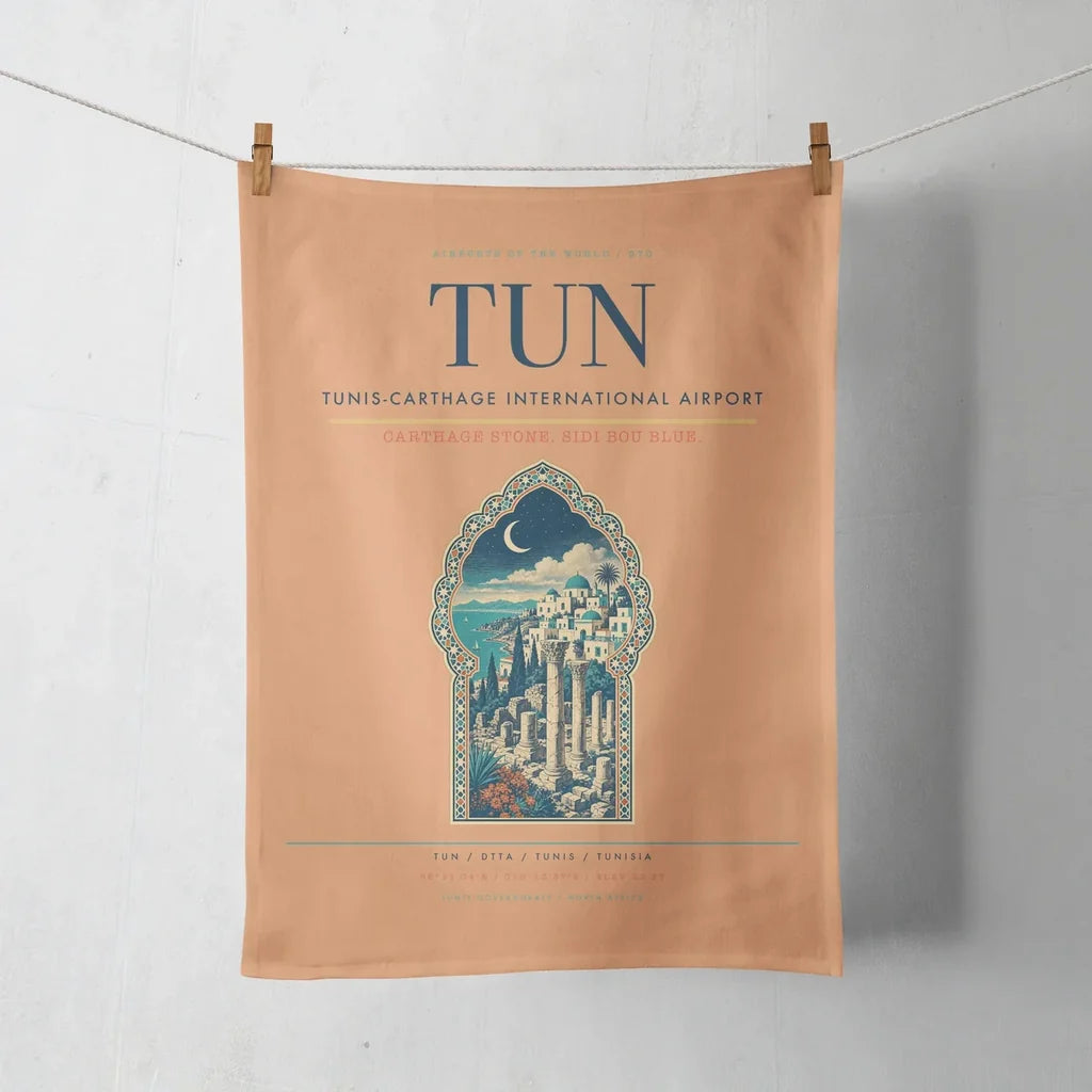 Tunis-Carthage International Airport (TUN) design on orange towel