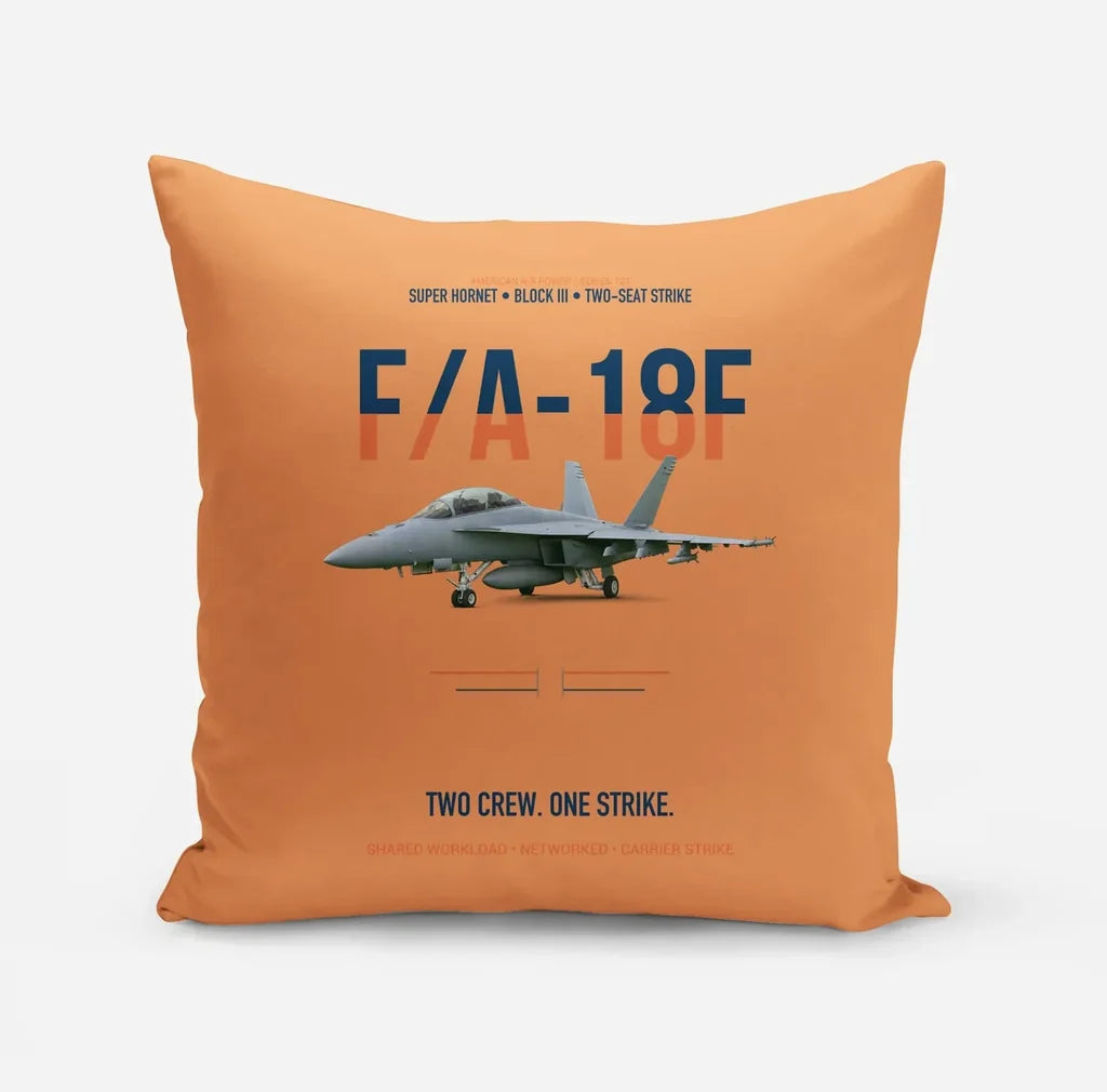 F-A-18F Super Hornet Block III Two Crew One Strike design on orange pillow