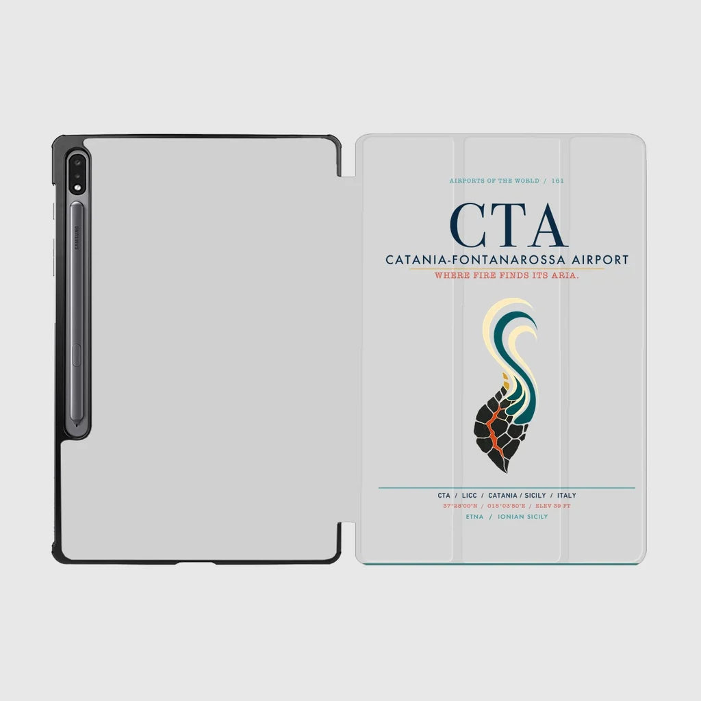 Catania-Fontanarossa Airport (CTA) design on light gray samsung tablet tablet case