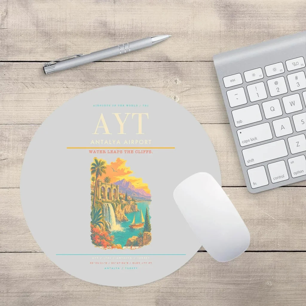 Antalya Airport AYT Mouse-Pad Round - Light Gray
