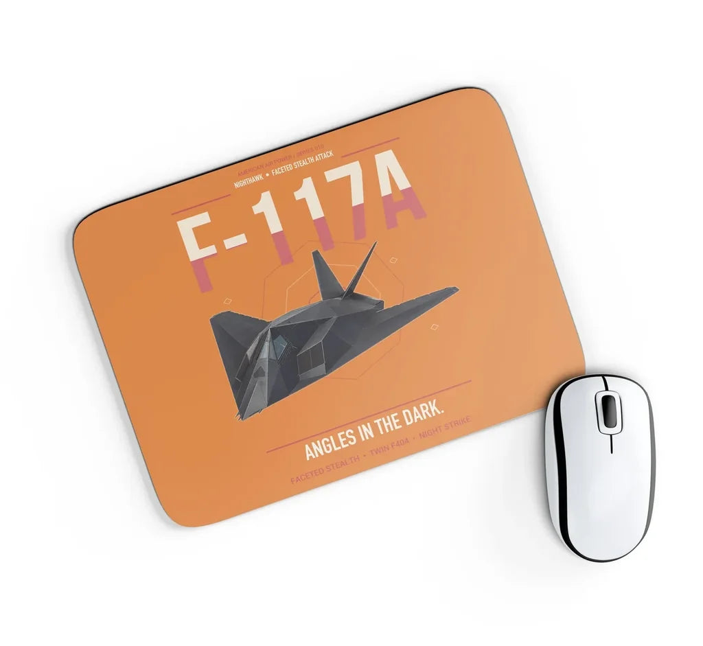 F-117A Nighthawk design on orange rectangle mouse pad