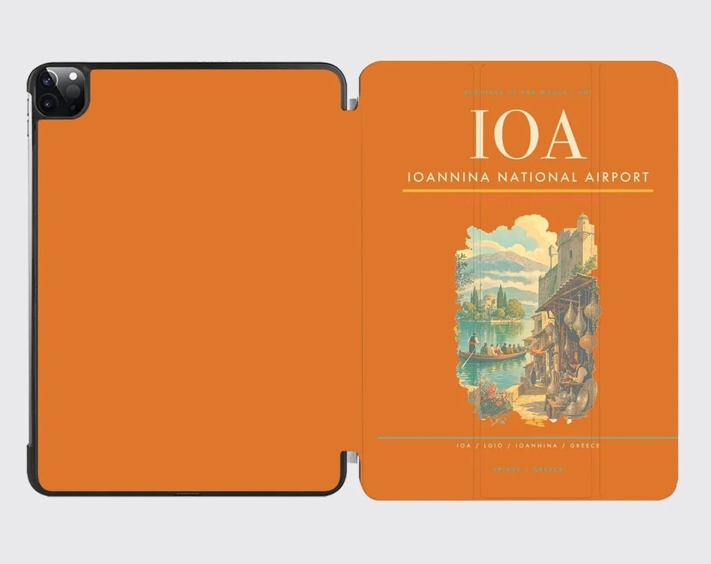 Ioannina National Airport (IOA) design on orange ipad tablet case