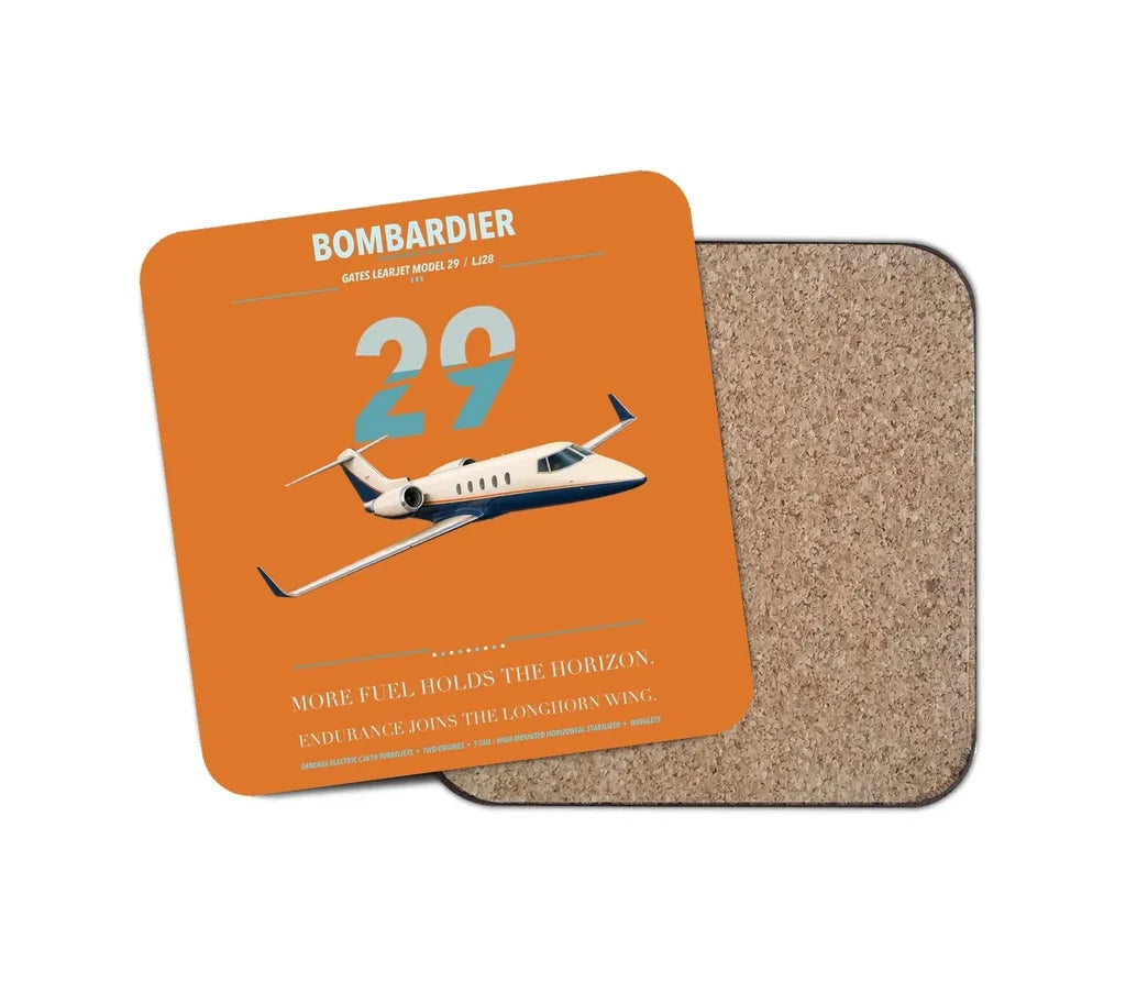 Bombardier Learjet 29 design on orange 1 piece coaster