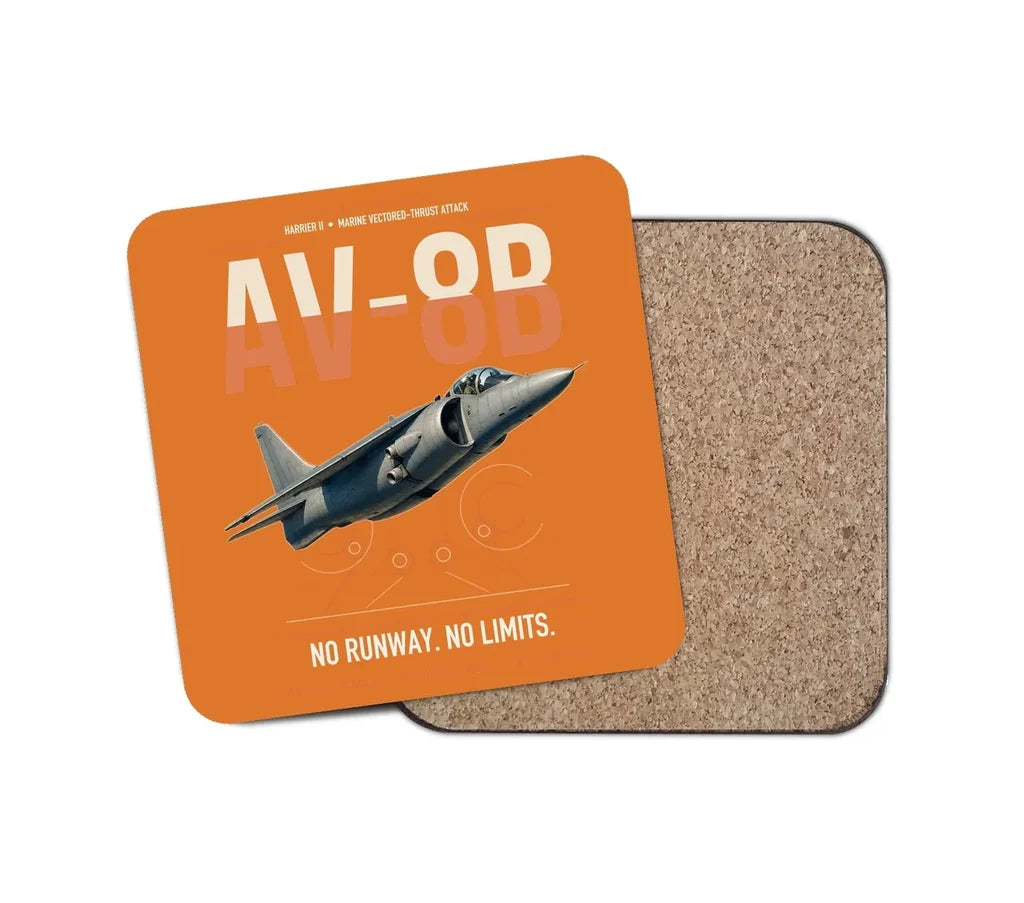 AV-8B Harrier II design on orange 1 piece coaster