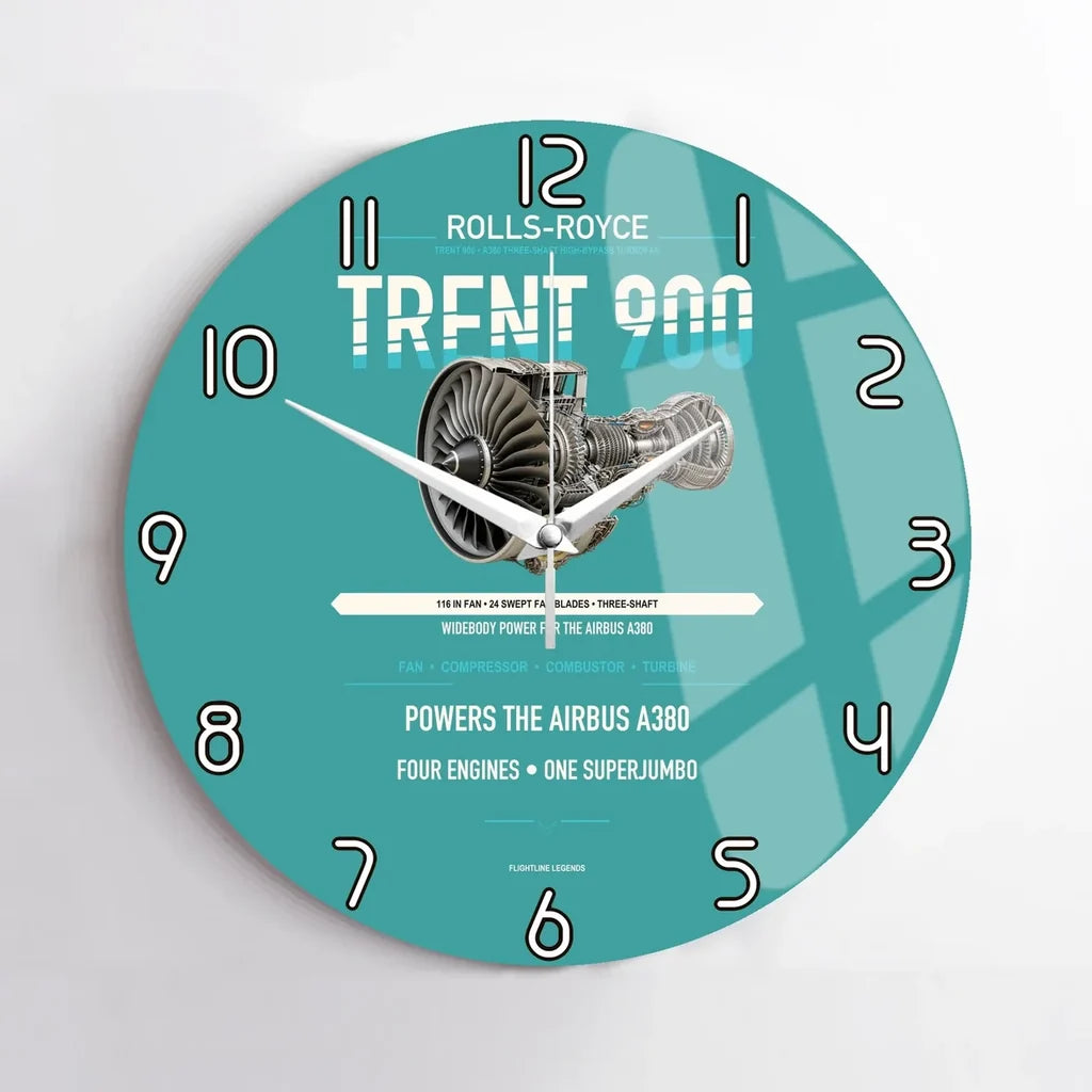 TRENT 900 design on turquoise no frame wall clock