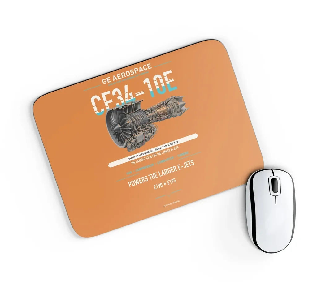 CF34-10E design on orange rectangle mouse pad
