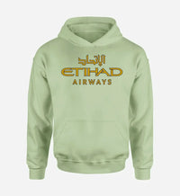 Thumbnail for Etihad Airways Airlines logo printed on light green hoodie