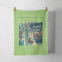 Thumbnail for VINTAGE G4378 - The Midnight Cleaning Crew - Designed Towels design on lightgreen