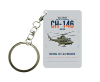 Thumbnail for Bell Canada CH-146 Griffon design on light gray designed key chain, double-side print