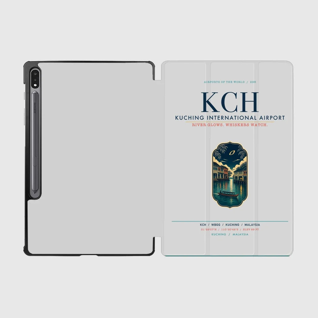 Kuching International Airport (KCH) design on light gray samsung tablet tablet case