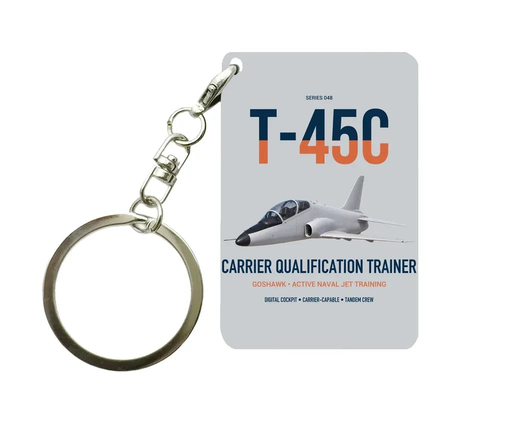 T-45C Goshawk design on light gray designed key chain, double-side print