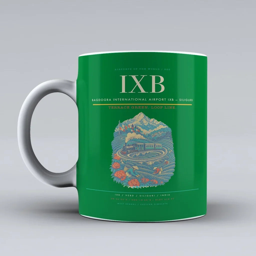 International Airport IXB — Siliguri Mug design on green bagdogra