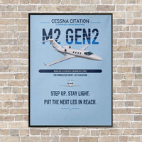 Thumbnail for Cessna Citation M2 Gen2 vertical canvas print - framed - light blue background