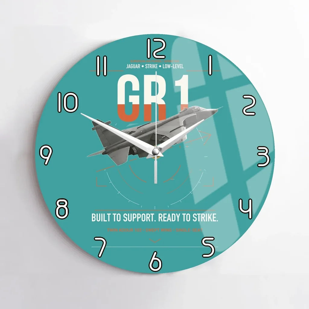 SEPECAT Jaguar GR1 design on turquoise no frame wall clock