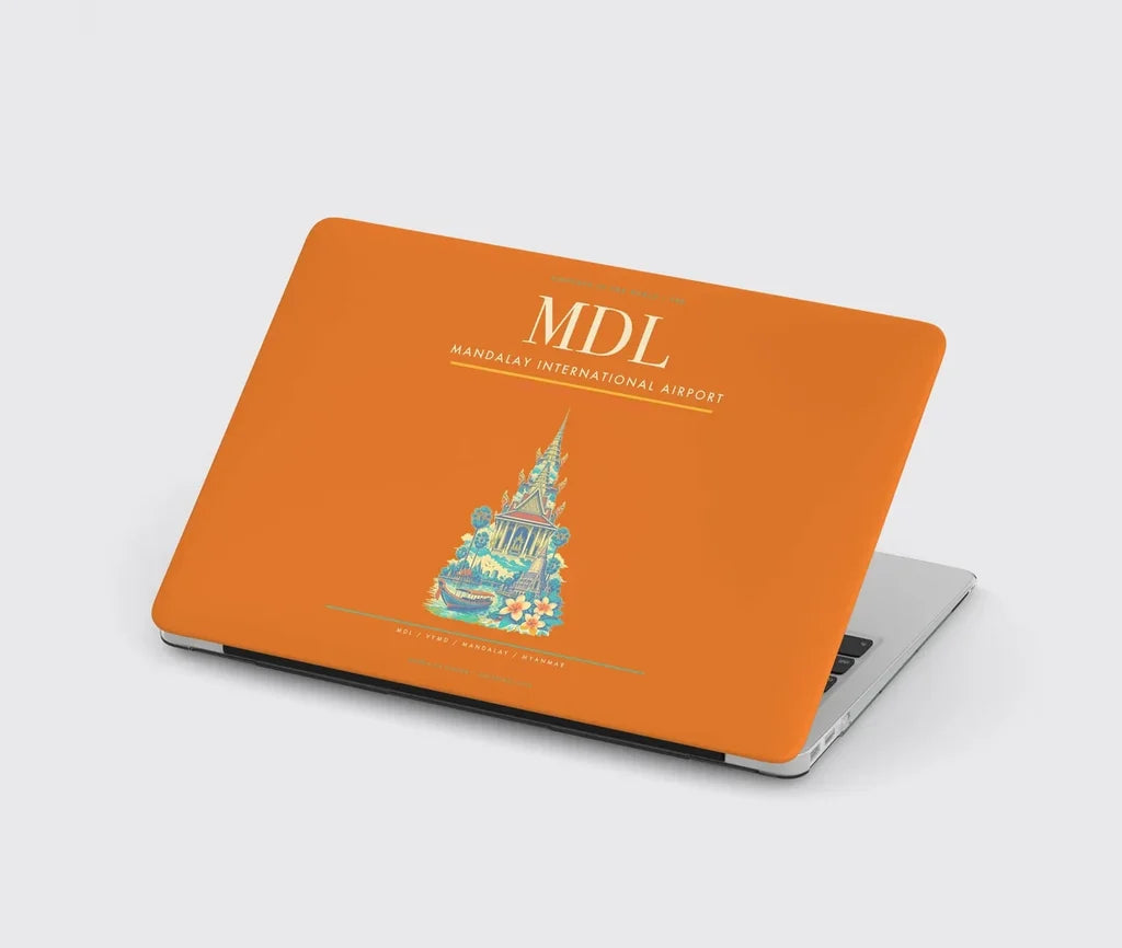 Mandalay International Airport (MDL) design on orange MacBook case
