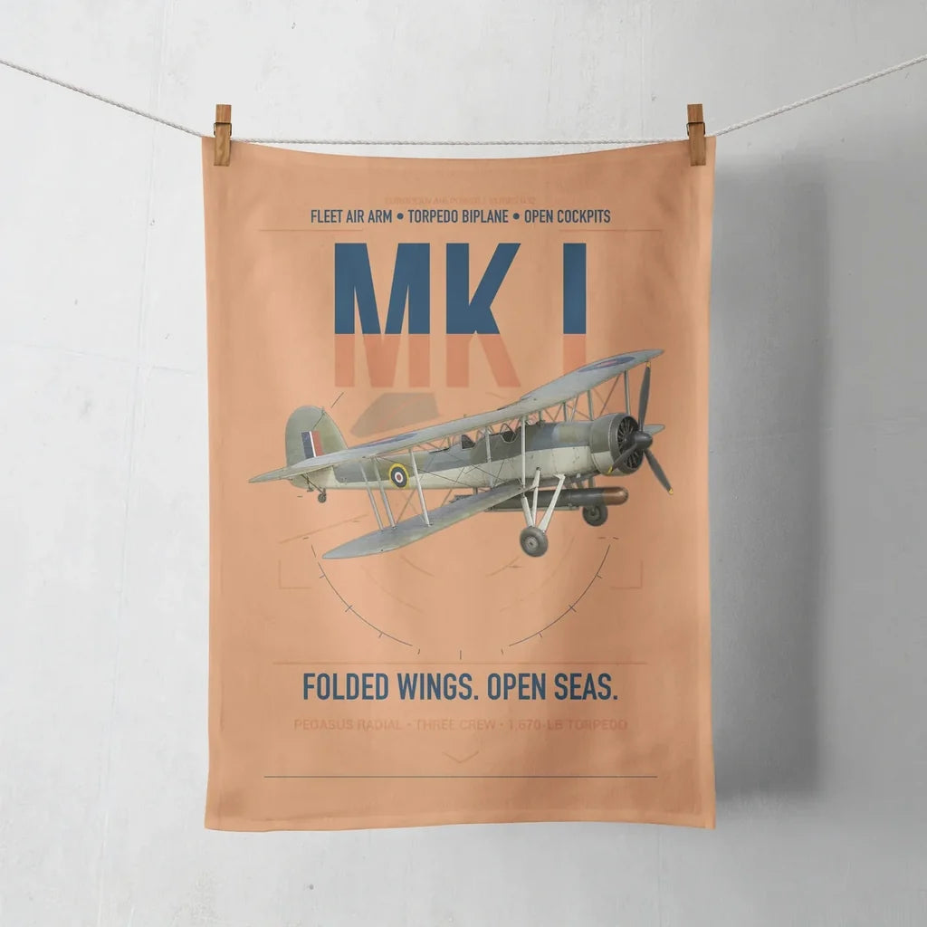 Fairey Swordfish Mk I design on orange towel