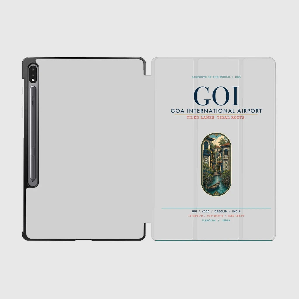 Goa International Airport Dabolim (GOI) design on light gray samsung tablet tablet case
