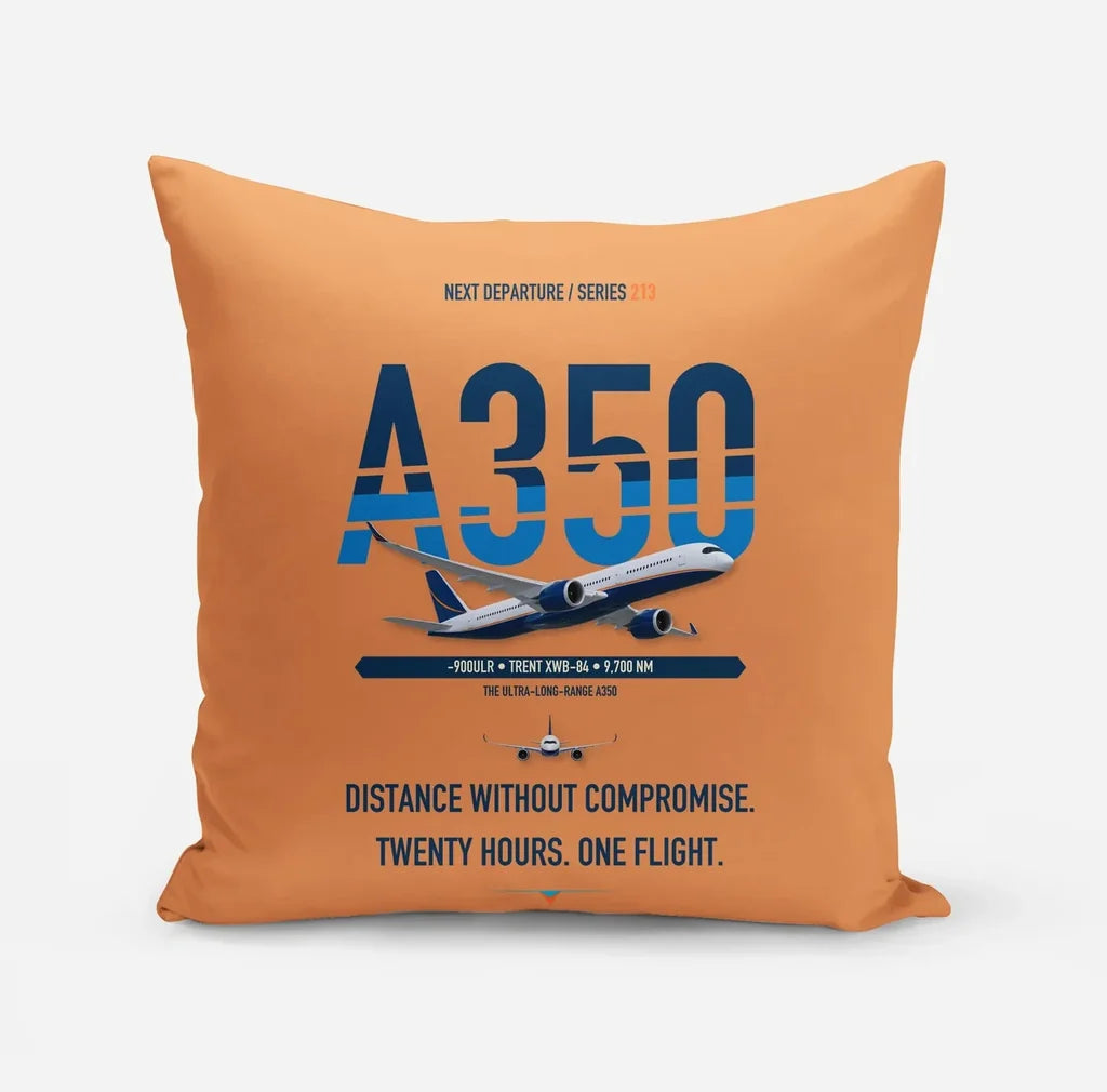 Airbus A350-900ULR design on orange pillow