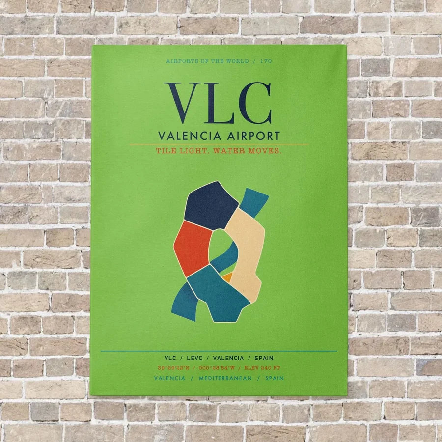 Valencia Airport VLC vertical canvas print - no frame - light green background
