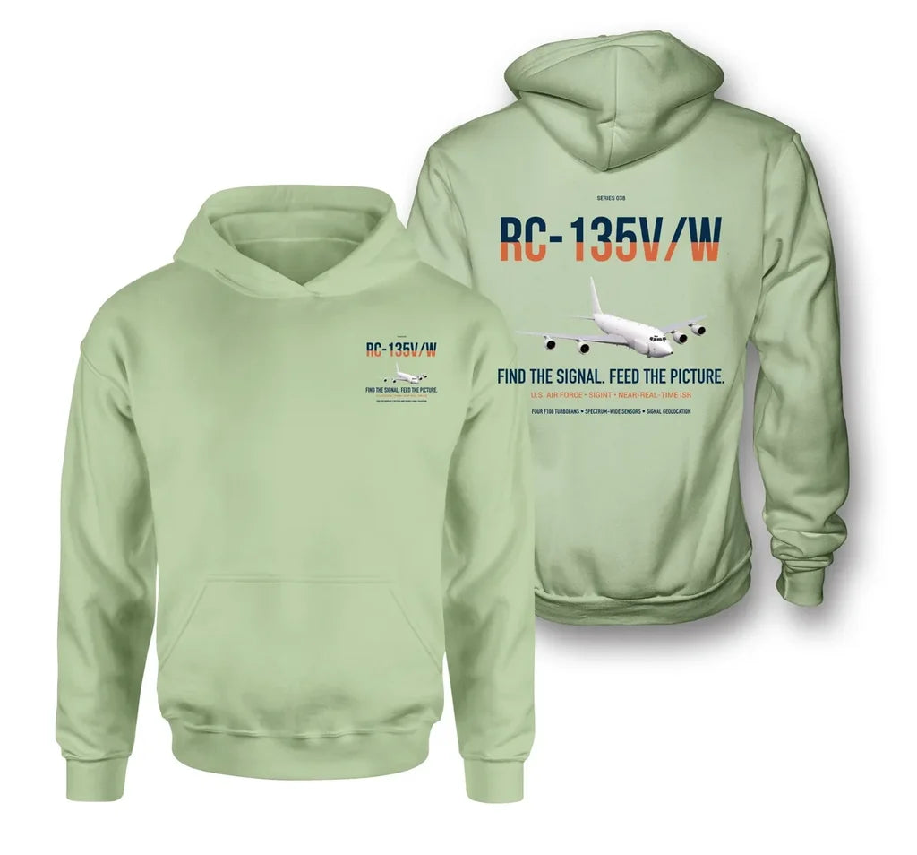 RC-135V W Rivet Joint design on light green double-side hoodie, double-side print