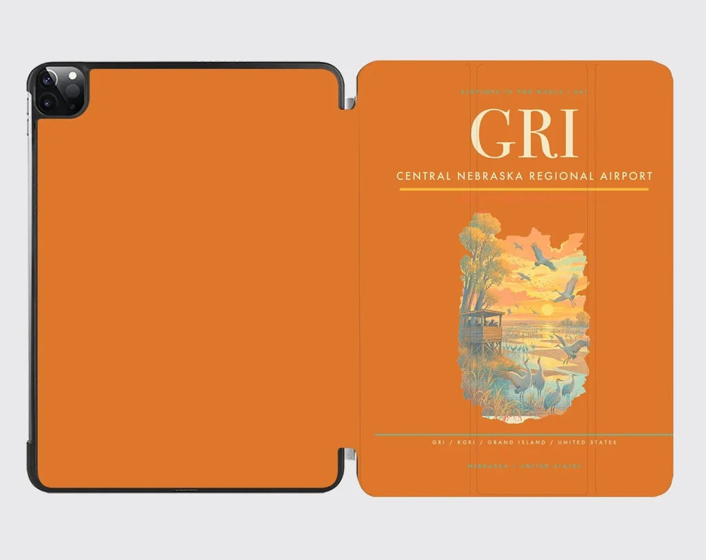 Central Nebraska Regional Airport (GRI) design on orange ipad tablet case