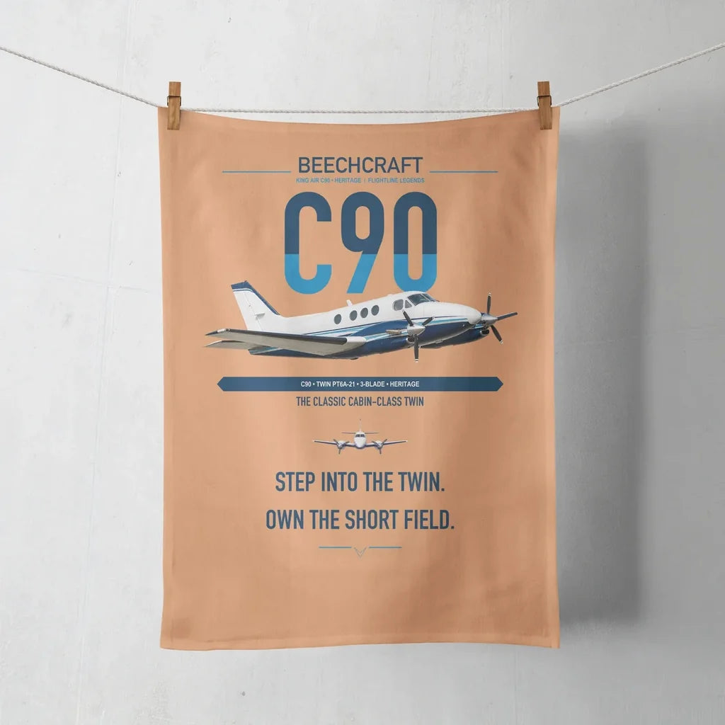 Beechcraft King Air C90 design on orange towel