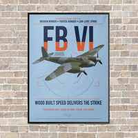 Thumbnail for de Havilland Mosquito FB VI vertical canvas print - framed - light blue background