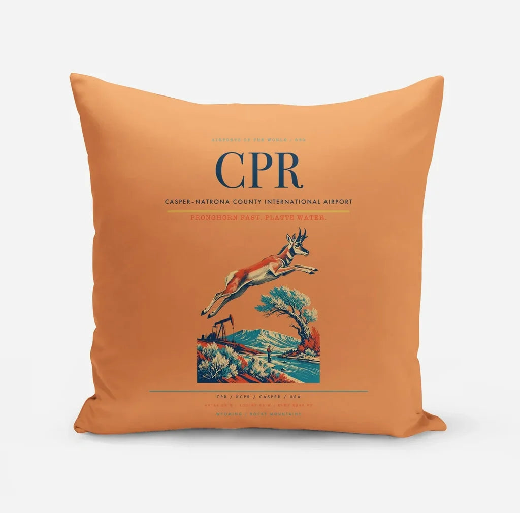 Casper–Natrona County International Airport (CPR) design on orange pillow
