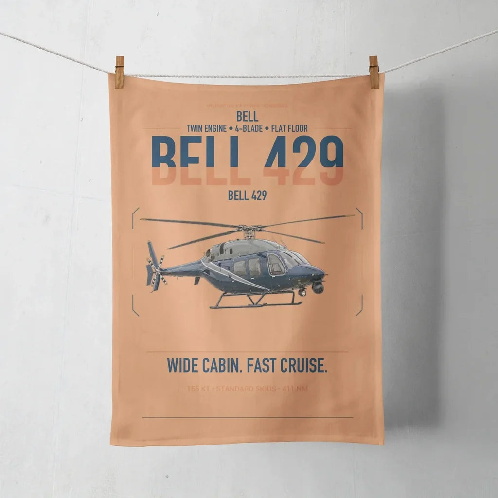 Bell 429 design on orange towel