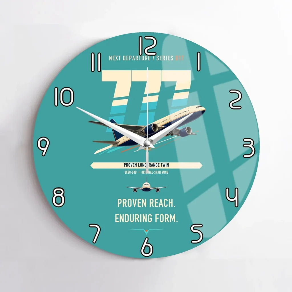Boeing 777-200ER design on turquoise no frame wall clock