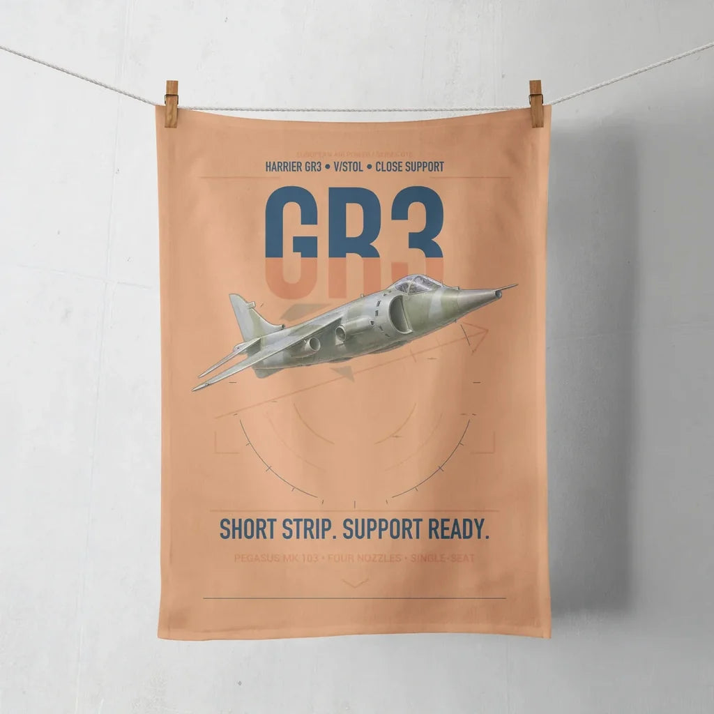 Hawker Siddeley Harrier GR3 design on orange towel
