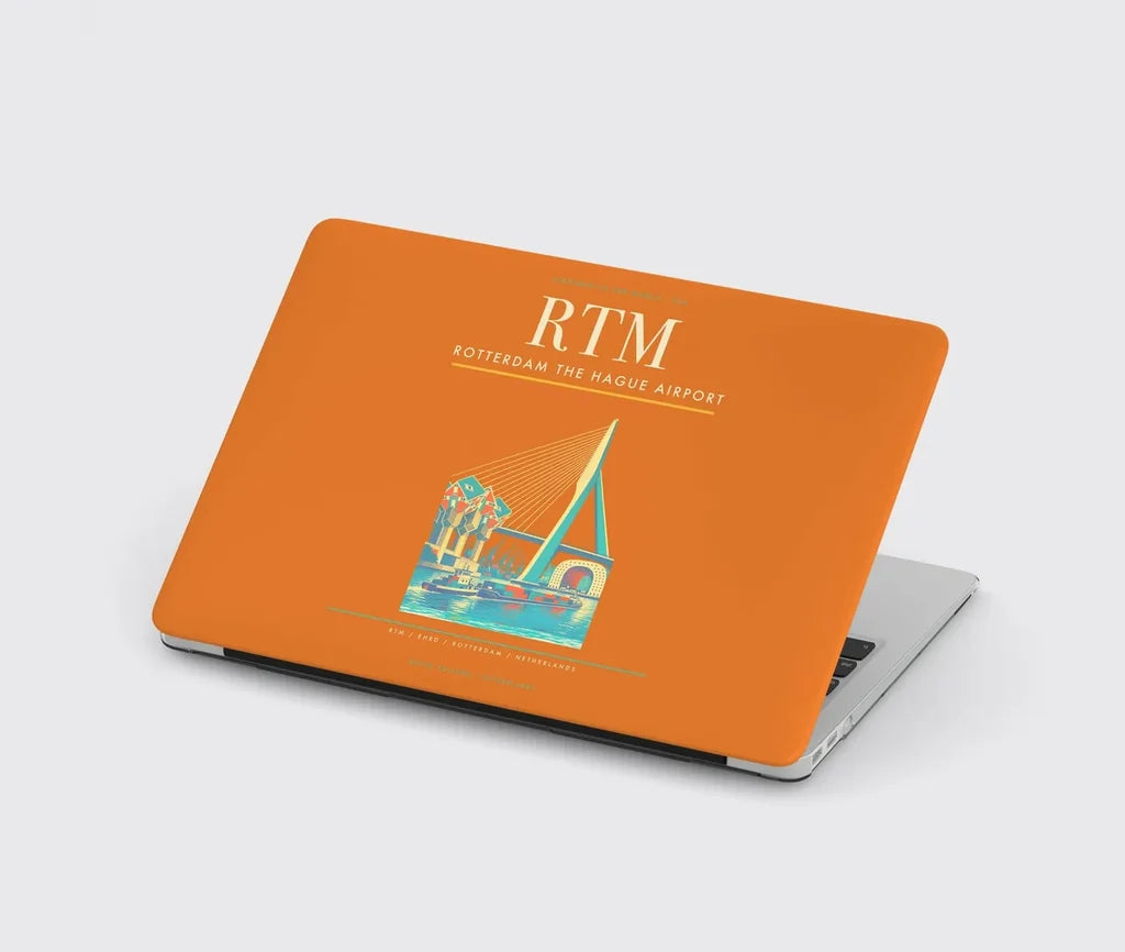Rotterdam The Hague Airport (RTM) design on orange MacBook case