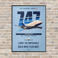 Thumbnail for Boeing 747-400 Dreamlifter vertical canvas print - framed - light blue background