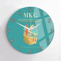Thumbnail for Muskegon County Airport (MKG) design on turquoise no frame wall clock