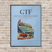 Thumbnail for Great Falls International Airport GTF vertical canvas print - framed - light blue background