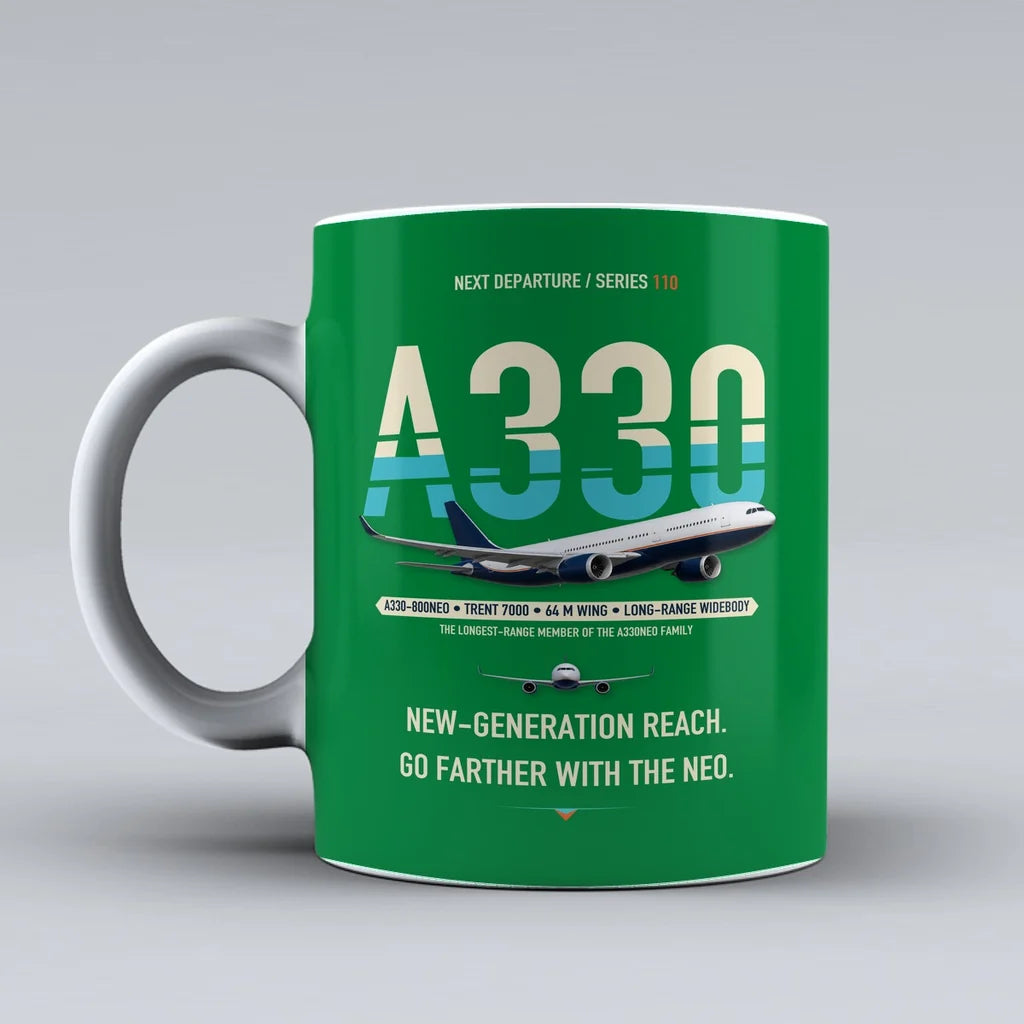 A330-800neo Mug design on green airbus