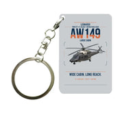 Thumbnail for Leonardo AW149 design on light gray designed key chain, double-side print