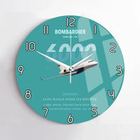 Thumbnail for Bombardier Global 6000 design on turquoise no frame wall clock