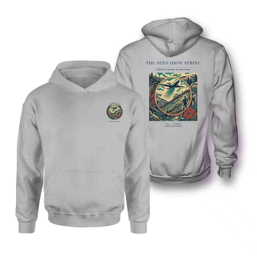 VINTAGE G4490 - The Seed Drop Spring - Double-Side Hoodie design on lightgray double side