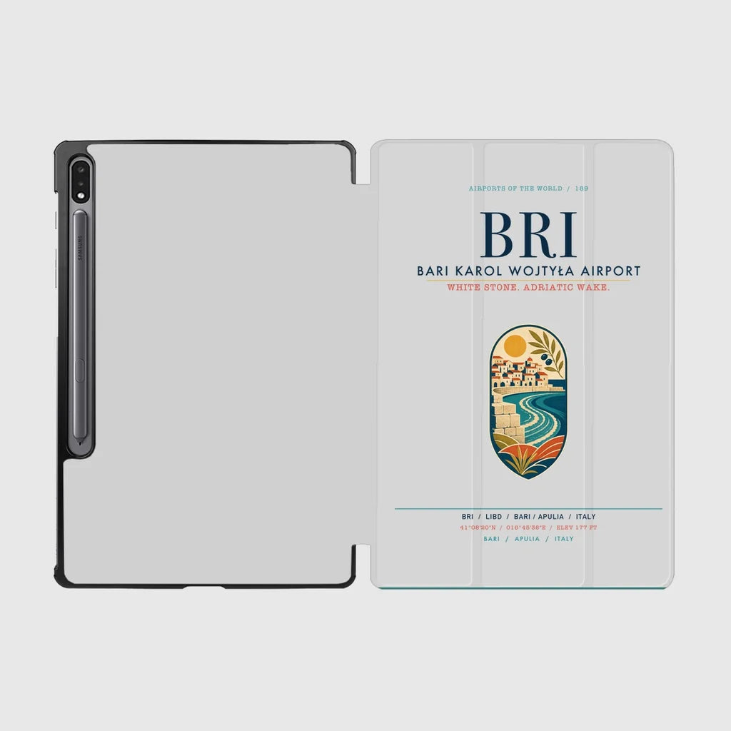 Bari Karol Wojtyła Airport (BRI) design on light gray samsung tablet tablet case