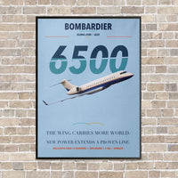 Thumbnail for Bombardier Global 6500 vertical canvas print - framed - light blue background