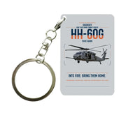 Thumbnail for Sikorsky HH-60G Pave Hawk design on light gray designed key chain, double-side print