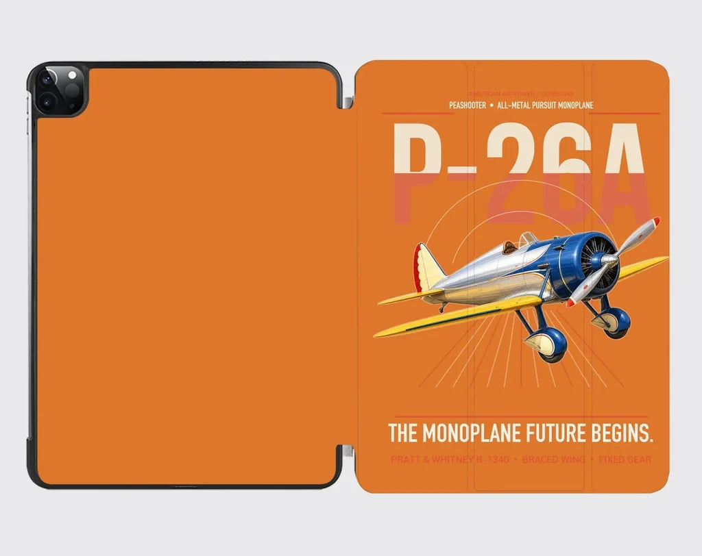Boeing P-26A Peashooter design on orange ipad tablet case