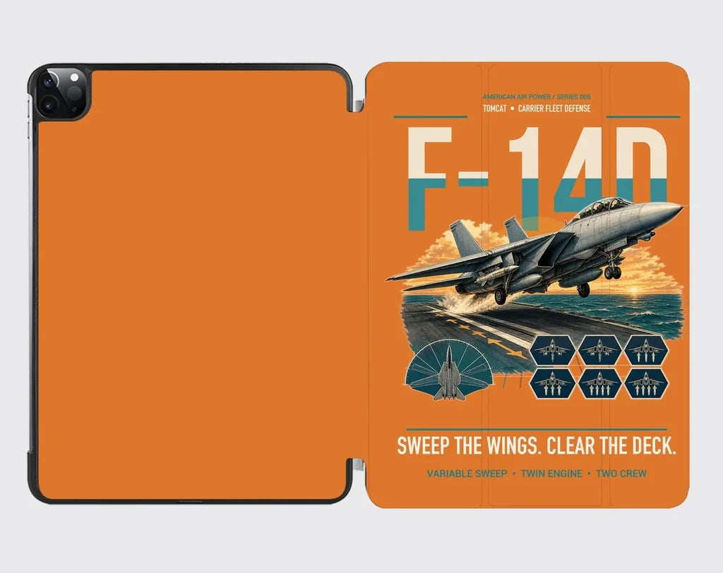 F-14D Tomcat design on orange ipad tablet case