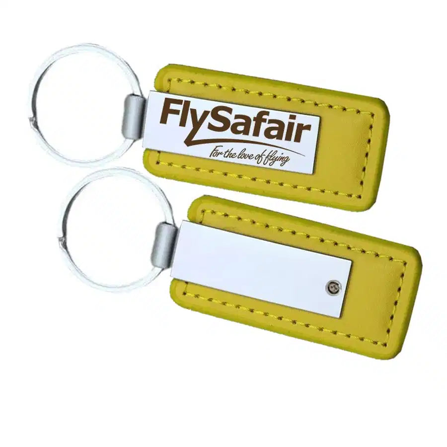 FlySafair Faux Leather key chain, Yellow+Dark LOGO