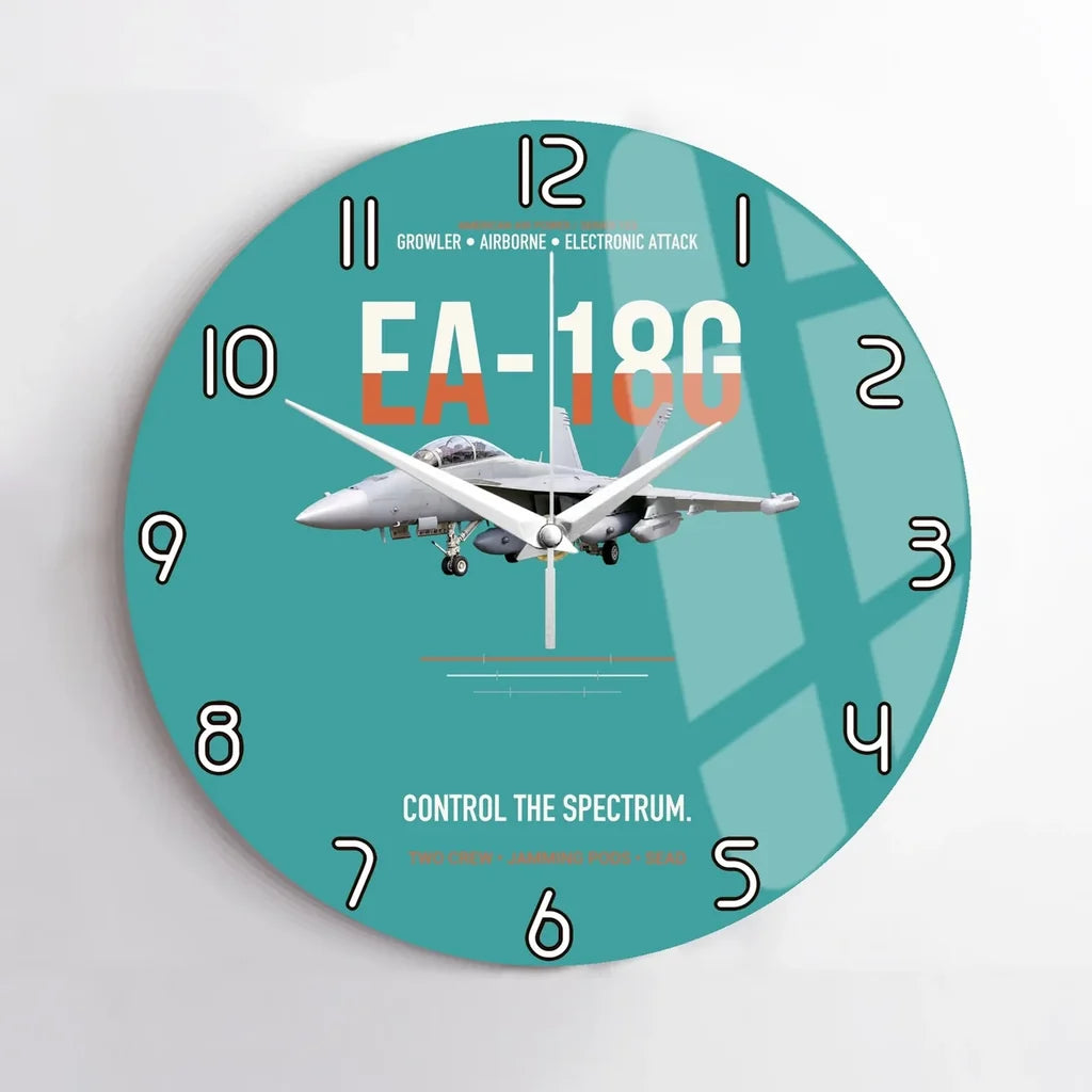 EA-18G Growler Control The Spectrum design on turquoise no frame wall clock
