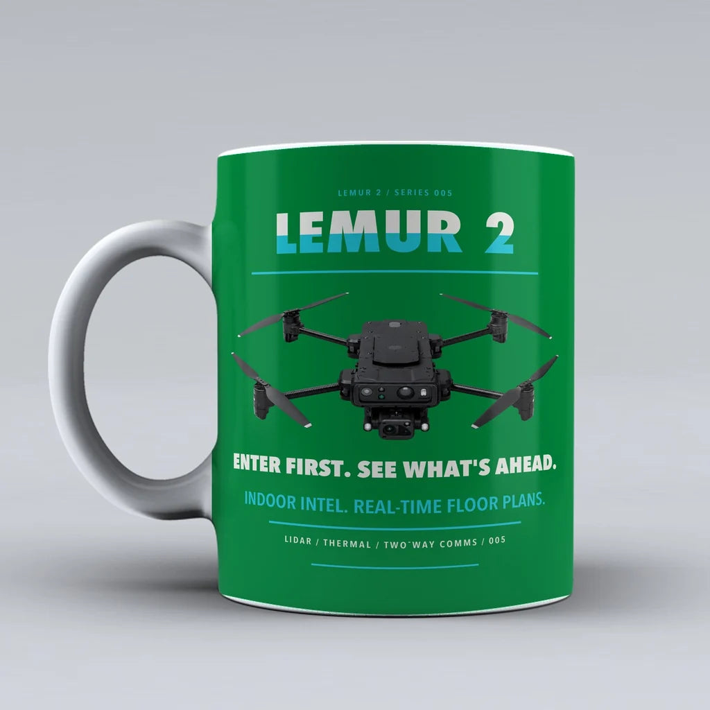 LEMUR 2 Mug design on green brinc