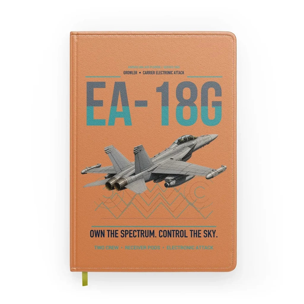 EA-18G Growler design on orange notebook