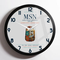 Thumbnail for Dane County Regional Airport Madison (MSN) design on light gray framed wall clock
