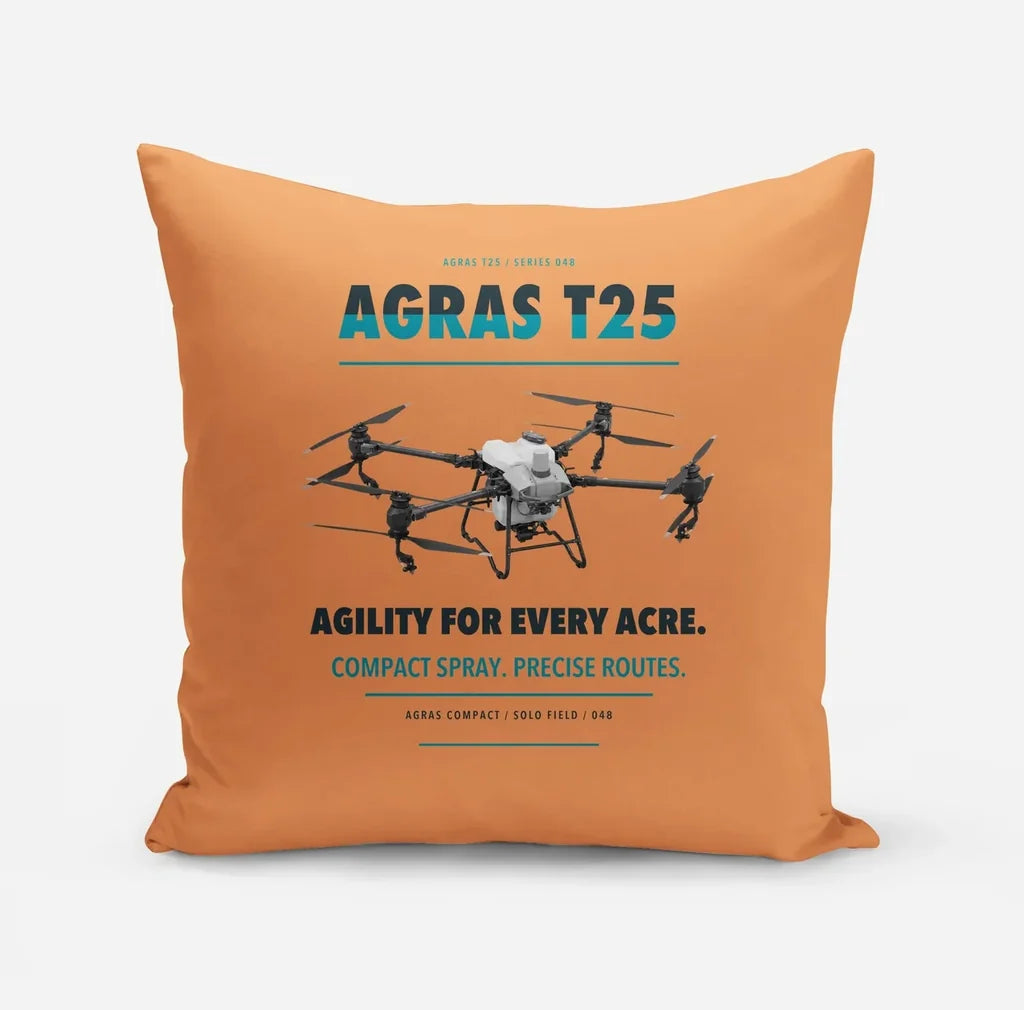 DJI Agras T25 design on orange pillow